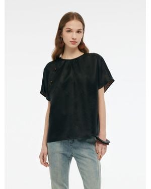 GOELIA 19Mm Xiang Yun Silk Jade Bead Button T-Shirt - Black