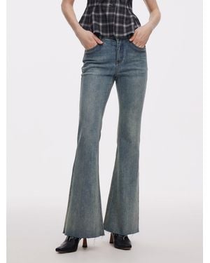 GOELIA Denim High-Waisted Flared Jeans - Blue