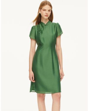 GOELIA Tencel Blend Qipao Mini Dress - Green