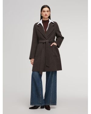 GOELIA Camel Hair Wool Blend Double-Faced Wrap Coat - Blue