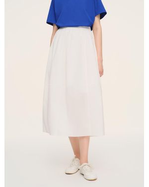 GOELIA Cotton Blend Elastic Waist Skirt - Blue