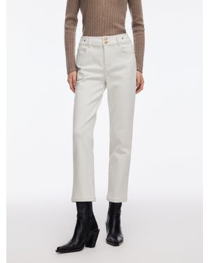 GOELIA Denim Fleece Lined Ankle Length Jeans - White