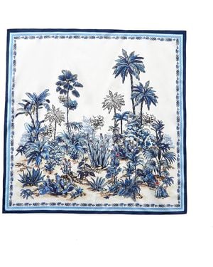 GOELIA 14Mm Mulberry Silk Floral Print Scarf - Blue