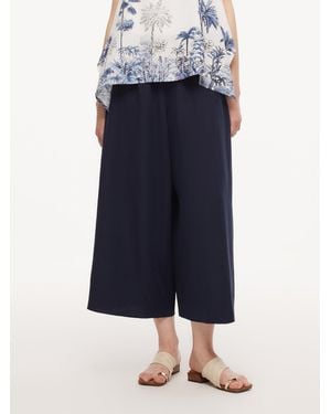 GOELIA Linen Blend A-Line Culottes - Blue