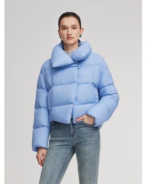 GOELIA Windproof Lightweight Wide Lapel Goose Down Jacket - Blue