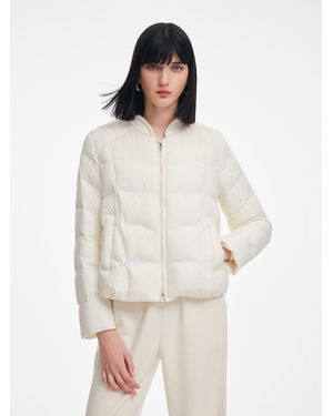 GOELIA [Preview] Knit Collar Cropped Goose Down Jacket - White