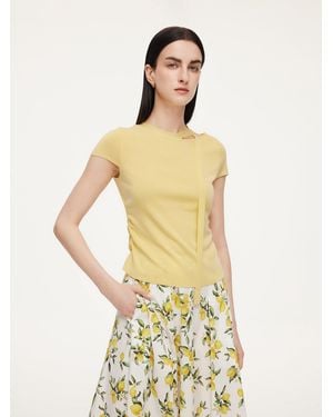 GOELIA Triacetate Lyocell Blend Ribbon Knit Top - Metallic
