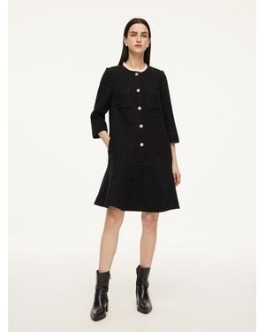 GOELIA Wool Blend Sequins Ruffle Hem A-Line Mini Dress - Black