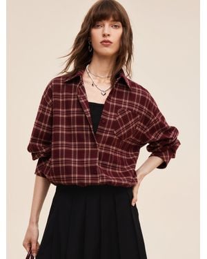 GOELIA Mock Layered Plaid Long Sleeve Shirt
