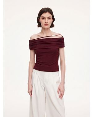 GOELIA Modal Off Shoulder Stretchy Knit Top - Red