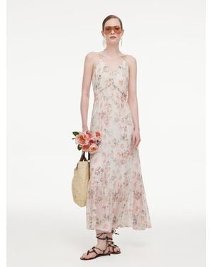 GOELIA 10Mm Mulberry Silk Floral Print Strap Maxi Dress - Natural