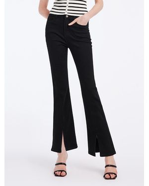 GOELIA Split Hem Flare Jeans - Blue
