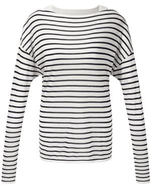 GOELIA [Preview] Triacetate Tencel Blend Stripe Boat Neck Top And Tank Top Two-Piece Set - White