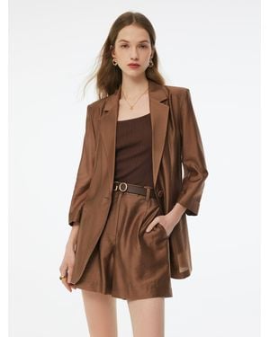 GOELIA Tencel Blend Blazer - Brown