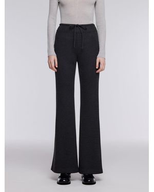 GOELIA [Preview] Drawstring Waist Stretch Flared Pants - Black