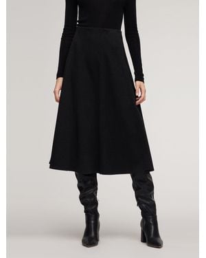 GOELIA Stretch Flared Knit Skirt - Black