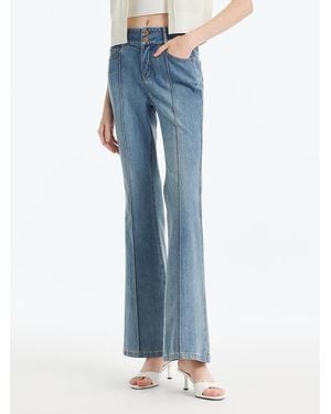 GOELIA Back-Slit Denim Flared Jeans - Blue