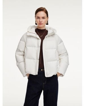 GOELIA Hooded Zip-Up Goose Down Jacket - White