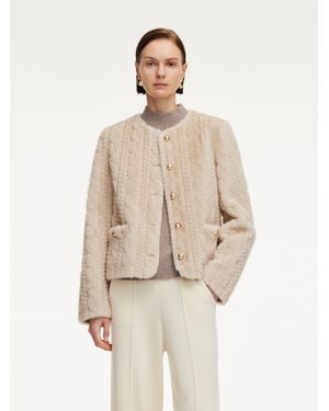 GOELIA Eco-Friendly Faux Fur Textured Coat - Natural