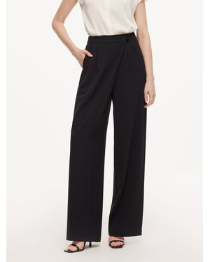 GOELIA Four-Way Stretch Straight Leg Asymmetric Wrap Pants - Black