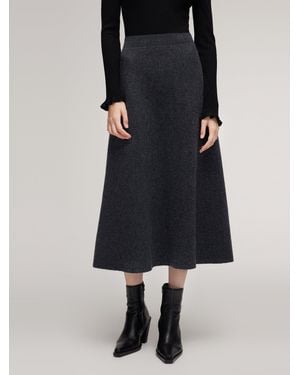 GOELIA 100% Wool A-Line Flared Skirt - Black