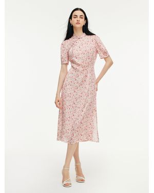 GOELIA Floral Print Side Twist Qipao Midi Dress - Pink