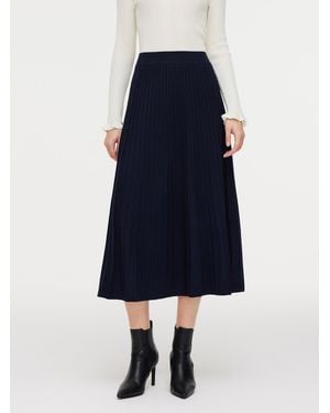 GOELIA 100% Wool A-Line Knit Skirt - Blue