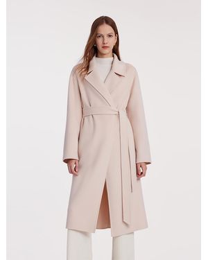 GOELIA Pure Cashmere Double-Faced Coat With Belt - Pink