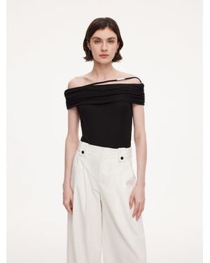 GOELIA Lyocell Blend Off Shoulder Knit Top - White