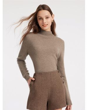 GOELIA Cashmere Mock Neck Sweater - Brown