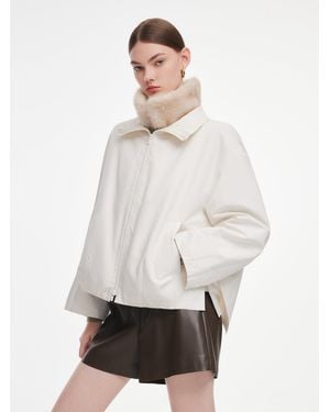 GOELIA [Preview] Parka Jacket And Faux Fur Collar Puffer Vest Two-Piece Set - White