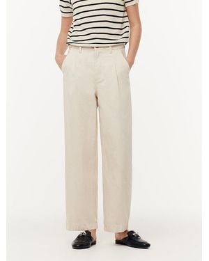 GOELIA 100% Cotton Denim Adjustable Waist Carrot Fit Jeans - Natural