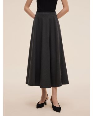 GOELIA Worsted Wool Blend A-Line Skirt - Black