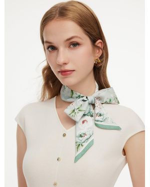 GOELIA 14Mm Mulberry Silk Floral Print Scarf - Natural