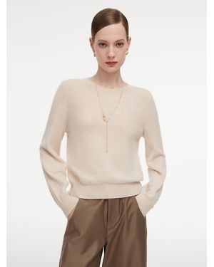 GOELIA 100% Cashmere Rhinestone Sweater - Natural
