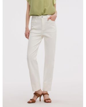 GOELIA Cotton Denim Ankle Length Folded Jeans - White