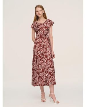 GOELIA Marigold Floral Print Convertible Elastic Neck Maxi Dress - Pink
