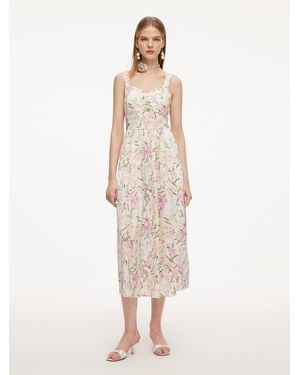 GOELIA 19Mm Mulberry Silk Floral Print Maxi Dress With Ribbon - Natural