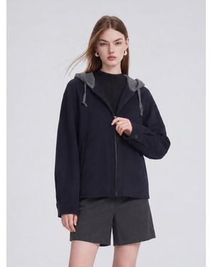 GOELIA [Preview] 100% Wool Double-Faced Hooded Jacket - Blue