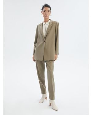 GOELIA Worsted Wool One Button Blazer - Natural