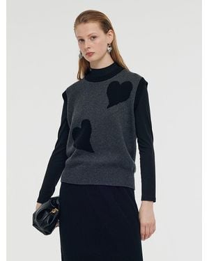 GOELIA Wool Blend Vest And Mock Neck Top Two-Piece Set - Blue