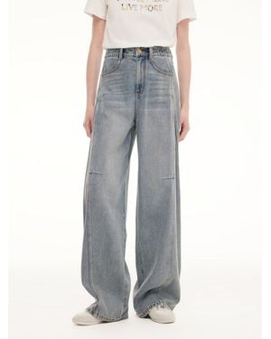 GOELIA 100% Cotton Denim Curved-Leg Jeans - Gray