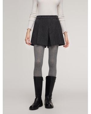 GOELIA 100% Washable Wool A-Line Culotte Skirt - Black