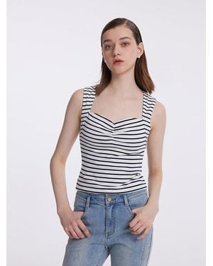 GOELIA Striped Knitted Camisole With Detachable Chest Pads - Blue