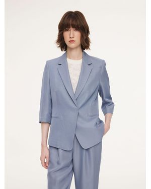 GOELIA Acetate Tencel Linen Blend Blazer - Blue