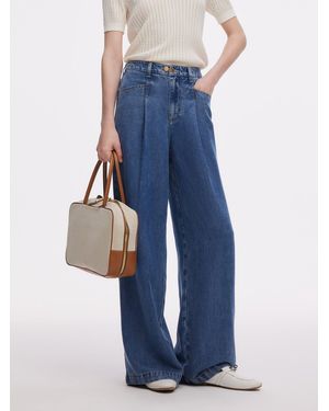 GOELIA 100% Tencel Denim Adjustable Waist Jeans - Blue
