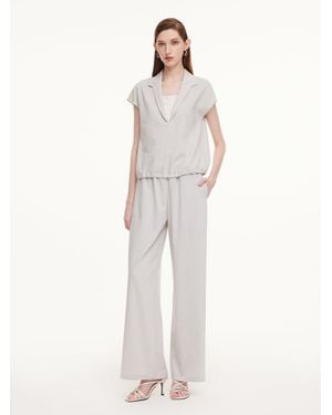 GOELIA Tencel Linen Blend Top And Pants Two-Piece Set - White