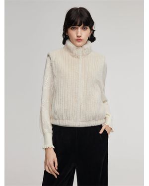 GOELIA Eco-Friendly Fur Button Up Vest - White