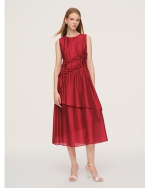 GOELIA Tencel Blend Ruffle Sleeveless Tiered Maxi Dress