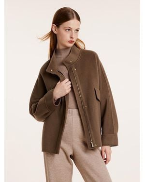 GOELIA Tencel Wool Mid-Length Jacket - Brown